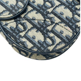 クリスチャン・ディオール Christian Dior ミニサドルバッグ ネイビー/ゴールド金具 キャンバス レディース ショルダーバッグ