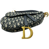 クリスチャン・ディオール Christian Dior オブリークサドルバッグ ネイビー/ゴールド金具 キャンバス レディース ショルダーバッグ
