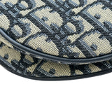 クリスチャン・ディオール Christian Dior オブリークサドルバッグ ネイビー/ゴールド金具 キャンバス レディース ショルダーバッグ