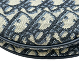 クリスチャン・ディオール Christian Dior オブリークサドルバッグ ネイビー/ゴールド金具 キャンバス レディース ショルダーバッグ