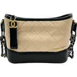 シャネル CHANEL ガブリエル スモール ホーボーバッグ A91810 25番台 ベージュ/ブラック/シルバー/ゴールド金具 エイジドカーフ レディース ショルダーバッグ