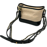 シャネル CHANEL ガブリエル スモール ホーボーバッグ A91810 25番台 ベージュ/ブラック/シルバー/ゴールド金具 エイジドカーフ レディース ショルダーバッグ