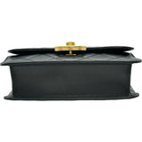 シャネル CHANEL ラージココマークチェーンショルダー ブラック/ゴールド金具 キャビアスキン レディース ショルダーバッグ