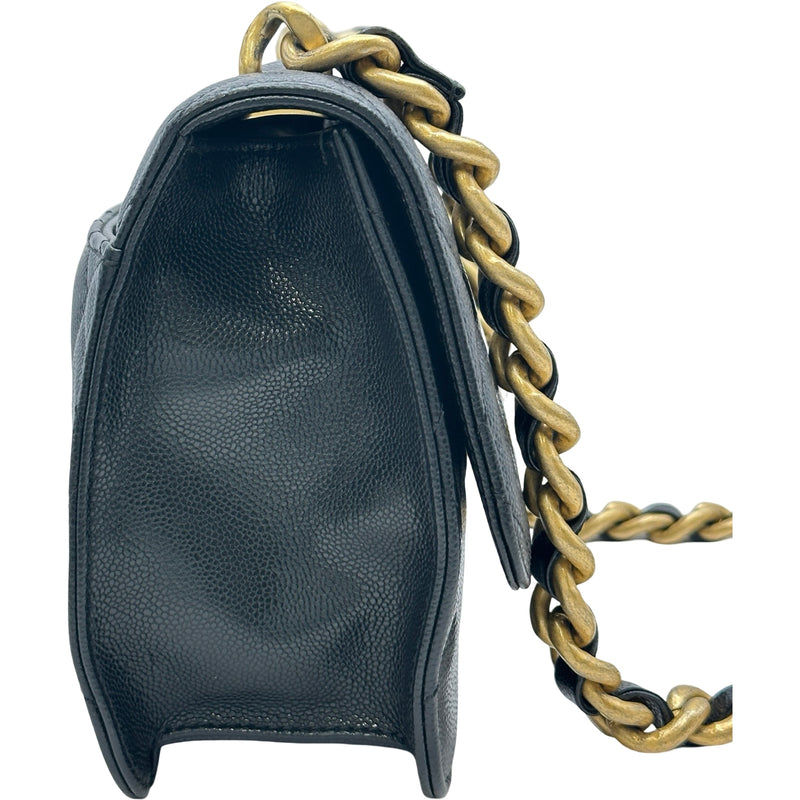 シャネル CHANEL ラージココマークチェーンショルダー ブラック/ゴールド金具 キャビアスキン レディース ショルダーバッグ シャネル CHANEL ラージココマークチェーンショルダー ブラック