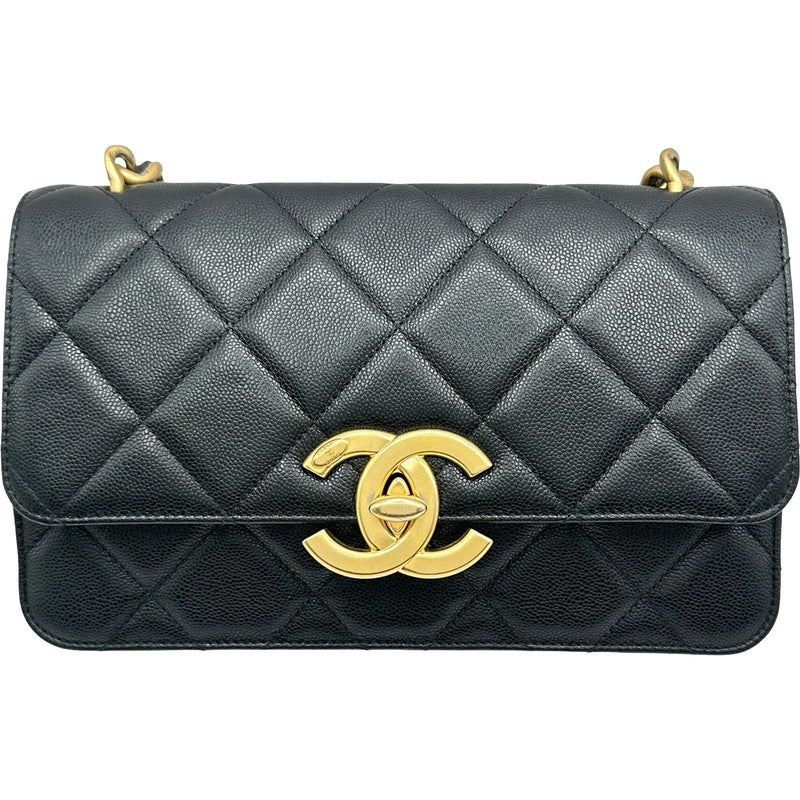 最終値下げ確実正規CHANELシャネルショルダーバックキャビアスキン シャネル CHANEL ラージココマークチェーンショルダー ブラック
