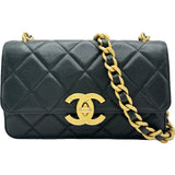 シャネル CHANEL ラージココマークチェーンショルダー ブラック/ゴールド金具 キャビアスキン レディース ショルダーバッグ