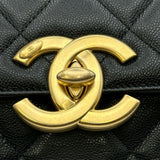 シャネル CHANEL ラージココマークチェーンショルダー ブラック/ゴールド金具 キャビアスキン レディース ショルダーバッグ