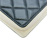 シャネル CHANEL フラップチェーンウォレット AP2952 ブラック/ホワイト/ゴールド金具 ラム レディース ウォレットチェーン