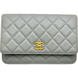 シャネル CHANEL ココボールチェーンウォレット AP1450 グレー/ゴールド金具 ラム レディース ウォレットチェーン