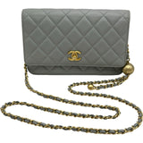 シャネル CHANEL ココボールチェーンウォレット AP1450 グレー/ゴールド金具 ラム レディース ウォレットチェーン