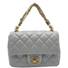 シャネル CHANEL ミニパールフラップバッグ AS4384 ライトグレー ゴールド金具 ラムスキン レディース ショルダーバッグ