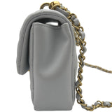 シャネル CHANEL ミニパールフラップバッグ AS4384 ライトグレー ゴールド金具 ラムスキン レディース ショルダーバッグ