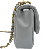 シャネル CHANEL ミニパールフラップバッグ AS4384 ライトグレー ゴールド金具 ラムスキン レディース ショルダーバッグ
