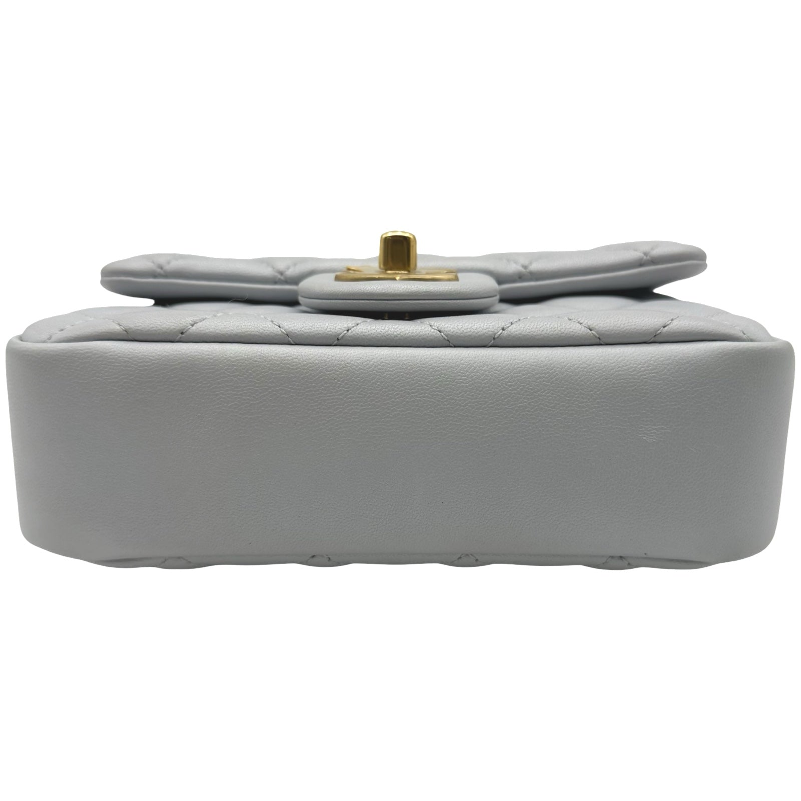 シャネル CHANEL ミニパールフラップバッグ AS4384 ライトグレー ゴールド金具 ラムスキン レディース ショルダーバッグ シャネル CHANEL ミニパールフラップバッグ AS4384 ライトグレー