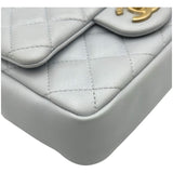 シャネル CHANEL ミニパールフラップバッグ AS4384 ライトグレー ゴールド金具 ラムスキン レディース ショルダーバッグ