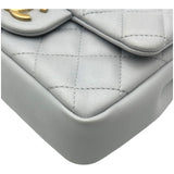 シャネル CHANEL ミニパールフラップバッグ AS4384 ライトグレー ゴールド金具 ラムスキン レディース ショルダーバッグ