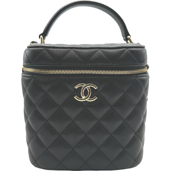 CHANEL シャネル  マトラッセ   キャビアスキン レザー ケース ブラック レディース シャネル CHANEL マトラッセバニティケース AS2362 ブラック ゴールド