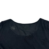 シャネル CHANEL カメリアロゴ半袖サマーニットシャツ P11276 ブラック シルク レディース 半袖シャツ