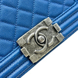 シャネル CHANEL ボーイシャネル20 A670861 23番台 ブルー/シルバー金具 キャビアスキン レディース ショルダーバッグ