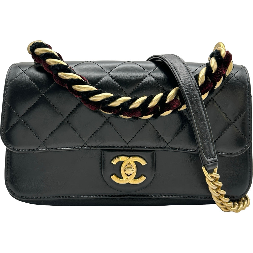 シャネル CHANEL トリプルフラップバッグ A91864 26番台 ブラック/ゴールド金具 カーフスキン レディース ショルダーバッグ シャネル CHANEL トリプルフラップバッグ A91864 26番台 ブラック