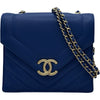 シャネル CHANEL シェブロンVステッチショルダーバッグ AS0024 27番台 ブルー ゴールド金具 ラムスキン レディース ショルダーバッグ