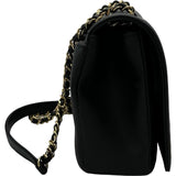 シャネル CHANEL ココマークラインチェーンショルダー AS0100 27番台 ブラック ゴールド金具 キャビアスキン レディース ショルダーバッグ