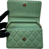 シャネル CHANEL マトラッセミニチェーンウォレット AP1649 30番台 グリーン ゴールド金具 ラムスキン レディース ショルダーバッグ