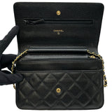 シャネル CHANEL マトラッセチェーンウォレット A33814 27番台 ブラック ゴールド金具 キャビアスキン レディース ショルダーバッグ