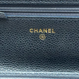 シャネル CHANEL ココロックマトラッセチェーンウォレット A80766 25番台 ブルー ゴールド金具 ソフトキャビア レディース ショルダーバッグ