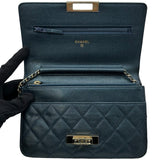 シャネル CHANEL ココロックマトラッセチェーンウォレット A80766 25番台 ブルー ゴールド金具 ソフトキャビア レディース ショルダーバッグ