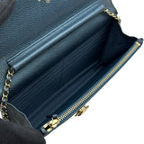 シャネル CHANEL ココロックマトラッセチェーンウォレット A80766 25番台 ブルー ゴールド金具 ソフトキャビア レディース ショルダーバッグ