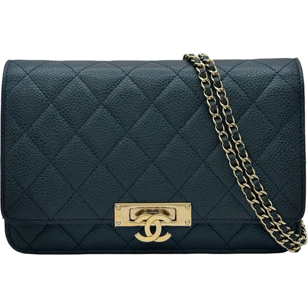 シャネル CHANEL ココロックマトラッセチェーンウォレット A80766 25番台 ブルー ゴールド金具 ソフトキャビア レディース ショルダーバッグ シャネル CHANEL ココロックマトラッセチェーンウォレット A80766 25
