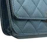 シャネル CHANEL ココロックマトラッセチェーンウォレット A80766 25番台 ブルー ゴールド金具 ソフトキャビア レディース ショルダーバッグ