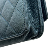 シャネル CHANEL ココロックマトラッセチェーンウォレット A80766 25番台 ブルー ゴールド金具 ソフトキャビア レディース ショルダーバッグ