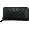 シャネル CHANEL マトラッセロングジップウォレット A50097 20番台 ブラック ゴールド金具 キャビア レディース 長財布