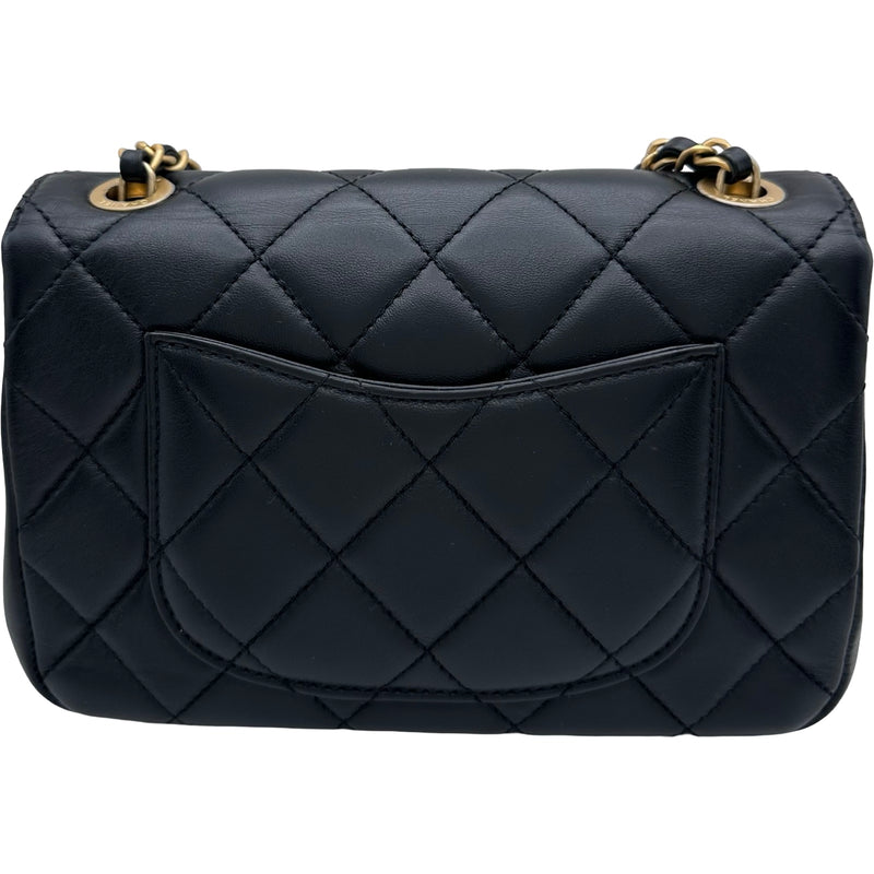 シャネル CHANEL シングル ミニ フラップ チェーンショルダー AS3731 ブラック ゴールド金具 カーフスキン レディース ショルダーバッグ シャネル CHANEL シングル ミニ フラップ チェーンショルダー AS3731