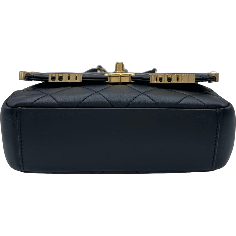 シャネル CHANEL シングル ミニ フラップ チェーンショルダー AS3731 ブラック ゴールド金具 カーフスキン レディース ショルダーバッグ シャネル CHANEL シングル ミニ フラップ チェーンショルダー AS3731