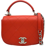シャネル CHANEL トップハンドルフラップバッグ A93676 23番台 レッド/シルバー金具 カーフスキン レディース ショルダーバッグ