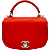 シャネル CHANEL トップハンドルフラップバッグ A93676 23番台 レッド/シルバー金具 カーフスキン レディース ショルダーバッグ