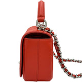 シャネル CHANEL トップハンドルフラップバッグ A93676 23番台 レッド/シルバー金具 カーフスキン レディース ショルダーバッグ