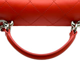 シャネル CHANEL トップハンドルフラップバッグ A93676 23番台 レッド/シルバー金具 カーフスキン レディース ショルダーバッグ