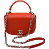 シャネル CHANEL トップハンドルフラップバッグ A93676 23番台 レッド/シルバー金具 カーフスキン レディース ショルダーバッグ