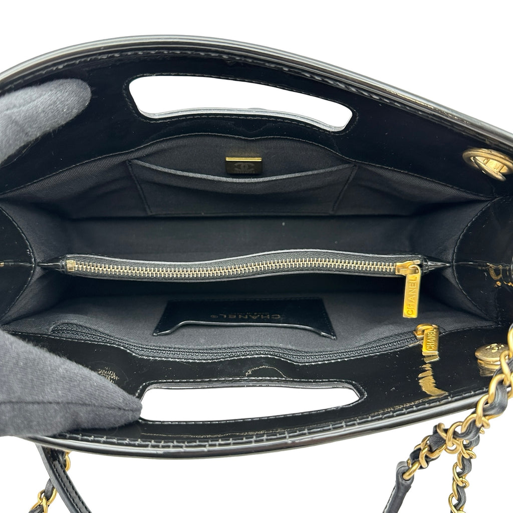 シャネル CHANEL スモールショッピングバッグ AS4037 ブラック/ゴールド金具 パテントカーフスキン レディース ショルダーバッグ シャネル CHANEL スモールショッピングバッグ AS4037 ブラック