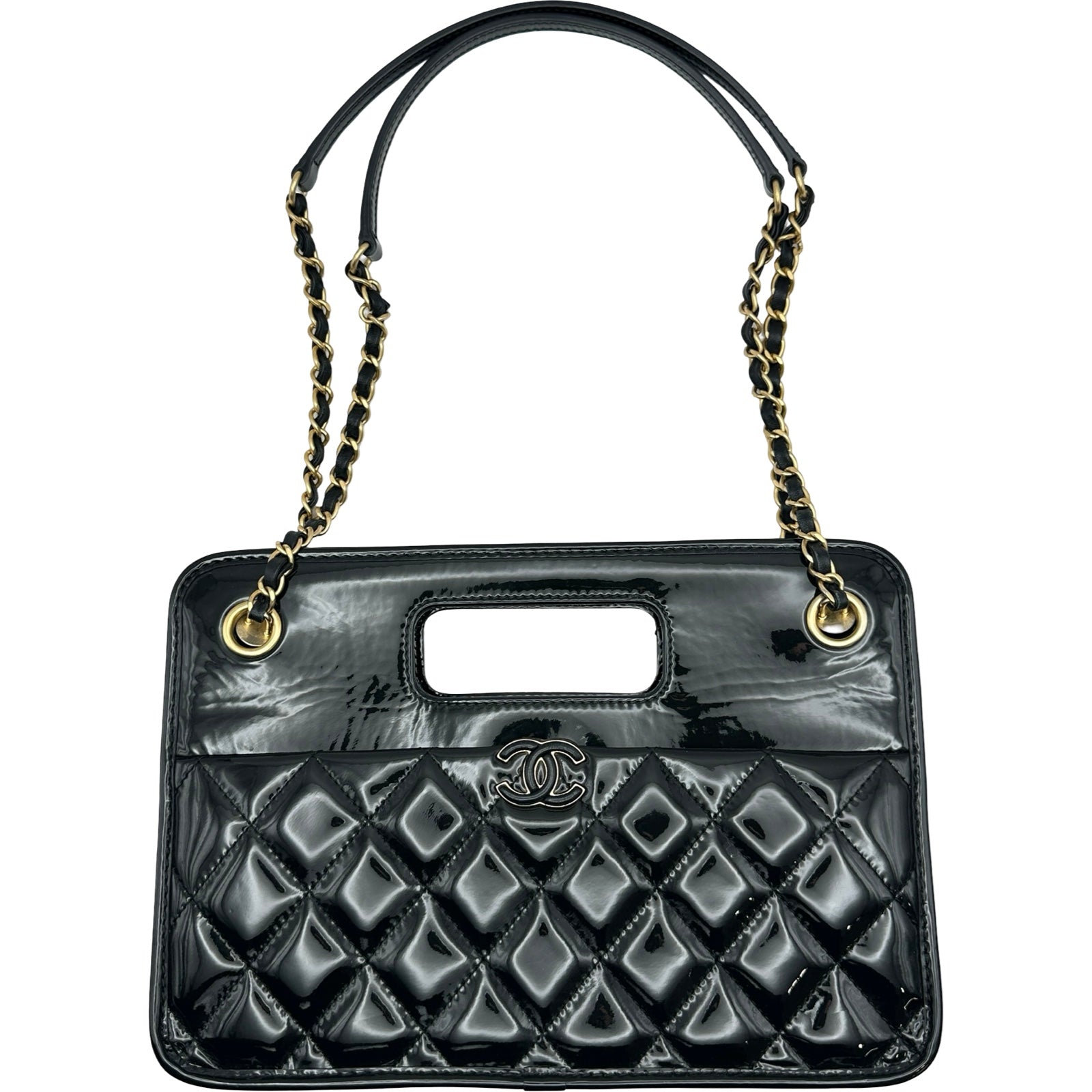 シャネル CHANEL スモールショッピングバッグ AS4037 ブラック/ゴールド金具 パテントカーフスキン レディース ショルダーバッグ シャネル CHANEL スモールショッピングバッグ AS4037 ブラック
