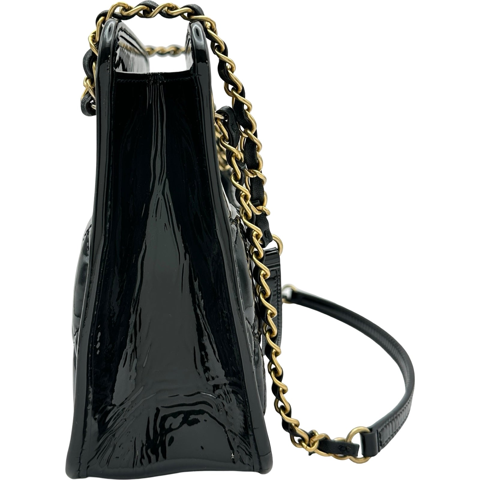 シャネル CHANEL スモールショッピングバッグ AS4037 ブラック/ゴールド金具 パテントカーフスキン レディース ショルダーバッグ シャネル CHANEL スモールショッピングバッグ AS4037 ブラック