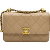 シャネル CHANEL マトラッセミニフラップバッグ AS2615 ベージュ/ゴールド金具 ラムスキン レディース ショルダーバッグ