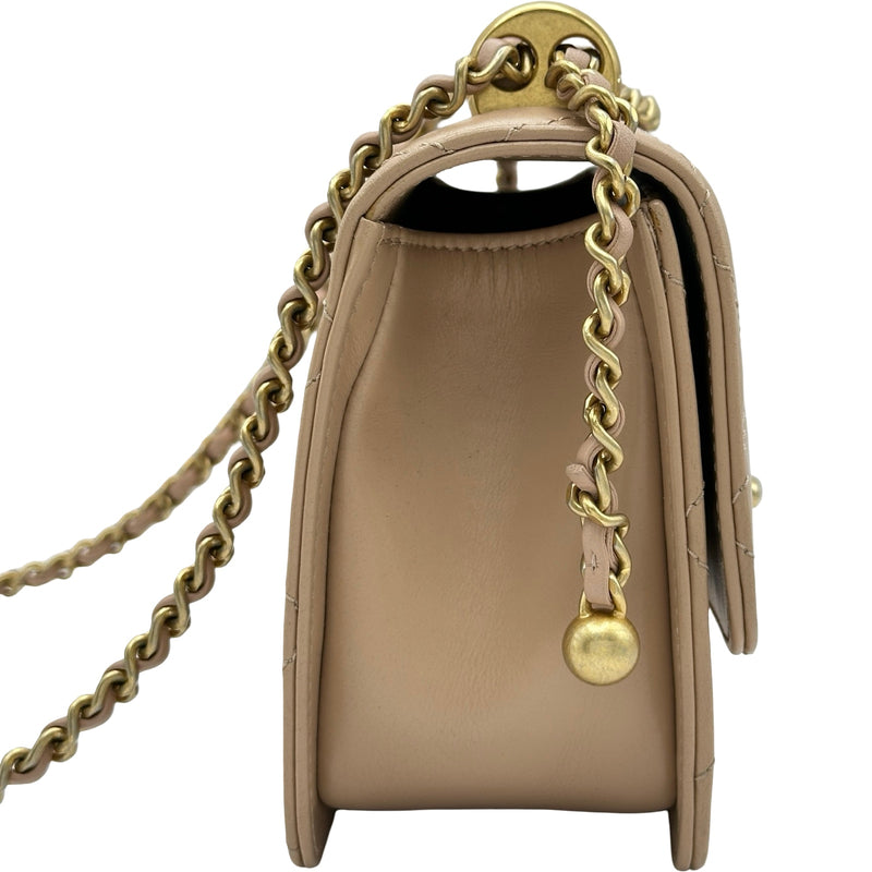 シャネル CHANEL マトラッセミニフラップバッグ AS2615 ベージュ/ゴールド金具 ラムスキン レディース ショルダーバッグ シャネル CHANEL マトラッセミニフラップバッグ AS2615 ベージュ