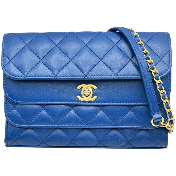 シャネル CHANEL マトラッセスモールフラップバッグ AS0824 28番台 ダークブルー/ゴールド金具 カーフスキン レディース ショルダーバッグ シャネル CHANEL マトラッセスモールフラップバッグ AS0824 28番台