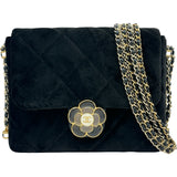 シャネル CHANEL カメリアフラップバッグ AS4413 ブラック/ゴールド金具 ベロア レディース ショルダーバッグ