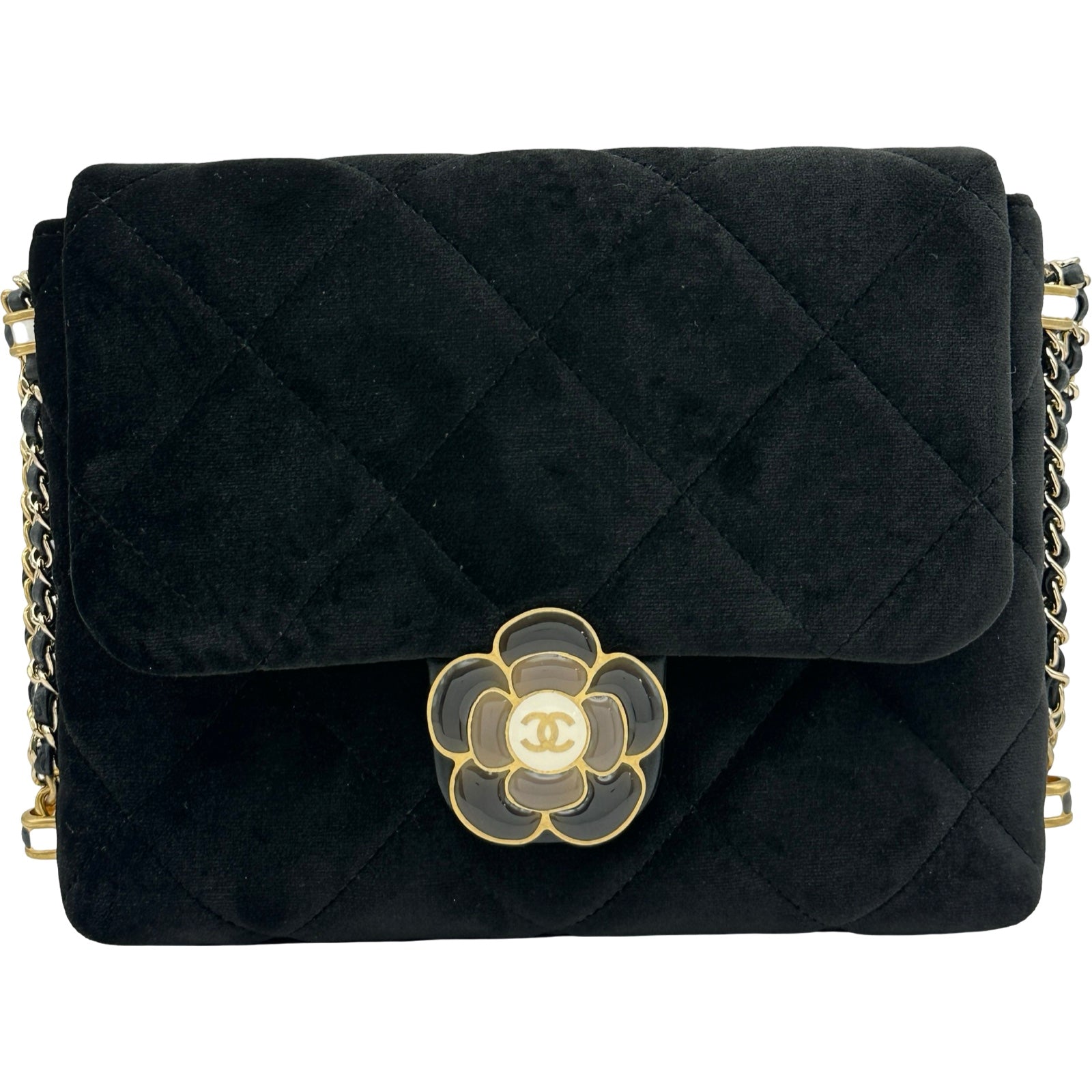 シャネル CHANEL カメリアフラップバッグ AS4413 ブラック/ゴールド